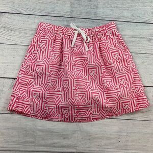 J. Crew Skirt sz 10 Pink Short Length Elastic Waist Lined Patterned Linen Blend